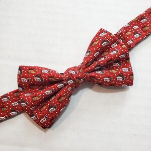 Vineyard Vines Christmas Bow Tie Red‎ Silk Whale Santa 17 ½ Adjustable Holiday